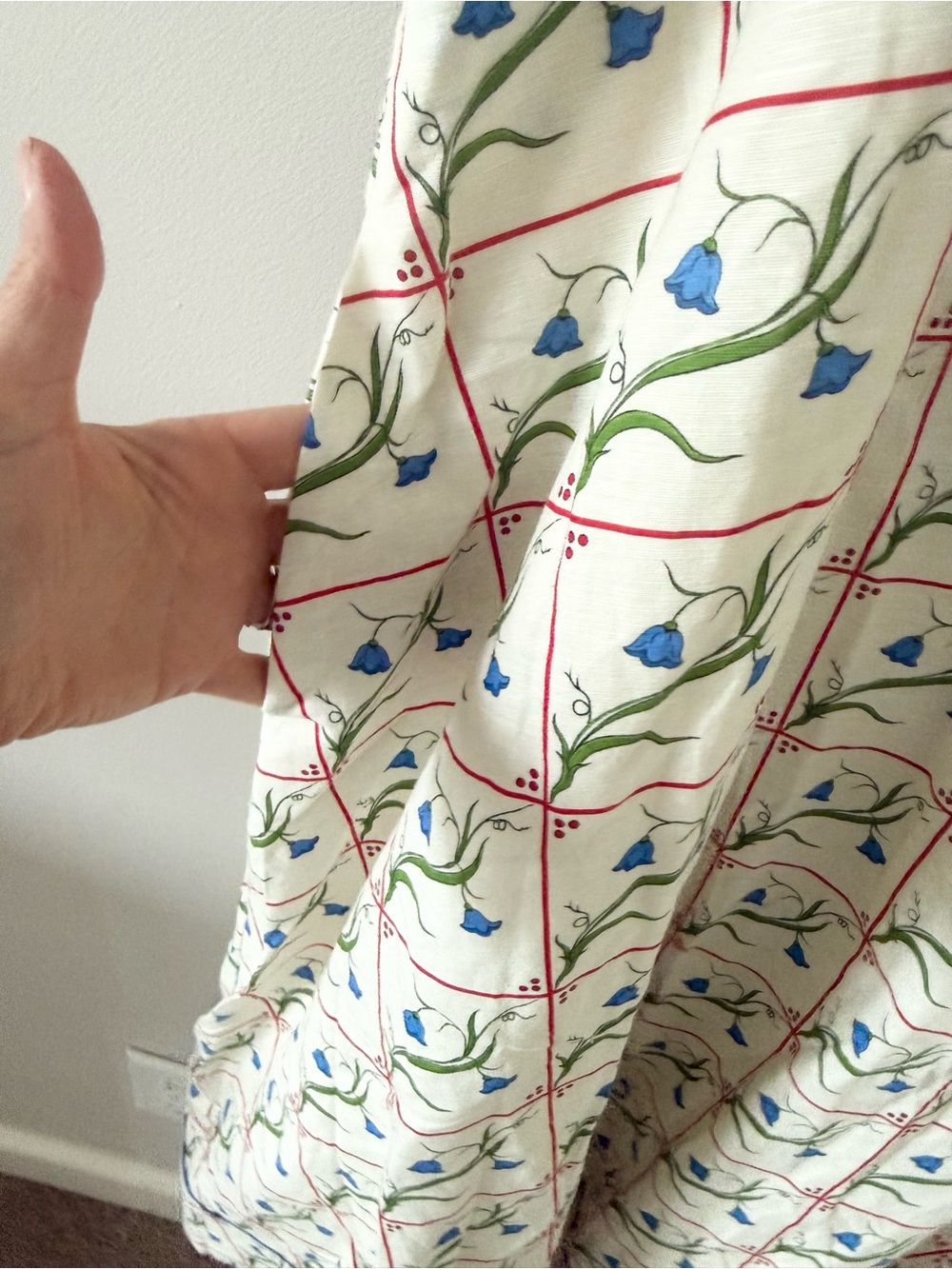 NWT Rachel Antonoff Harper Cream Midi Dress with Blue Floral Grid Size 2X - Picture 6 of 10
